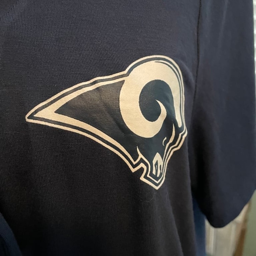 Los Angeles Rams Women's Lace Up V Neck T Shirt Blue NFL Team Apparel Size XL
